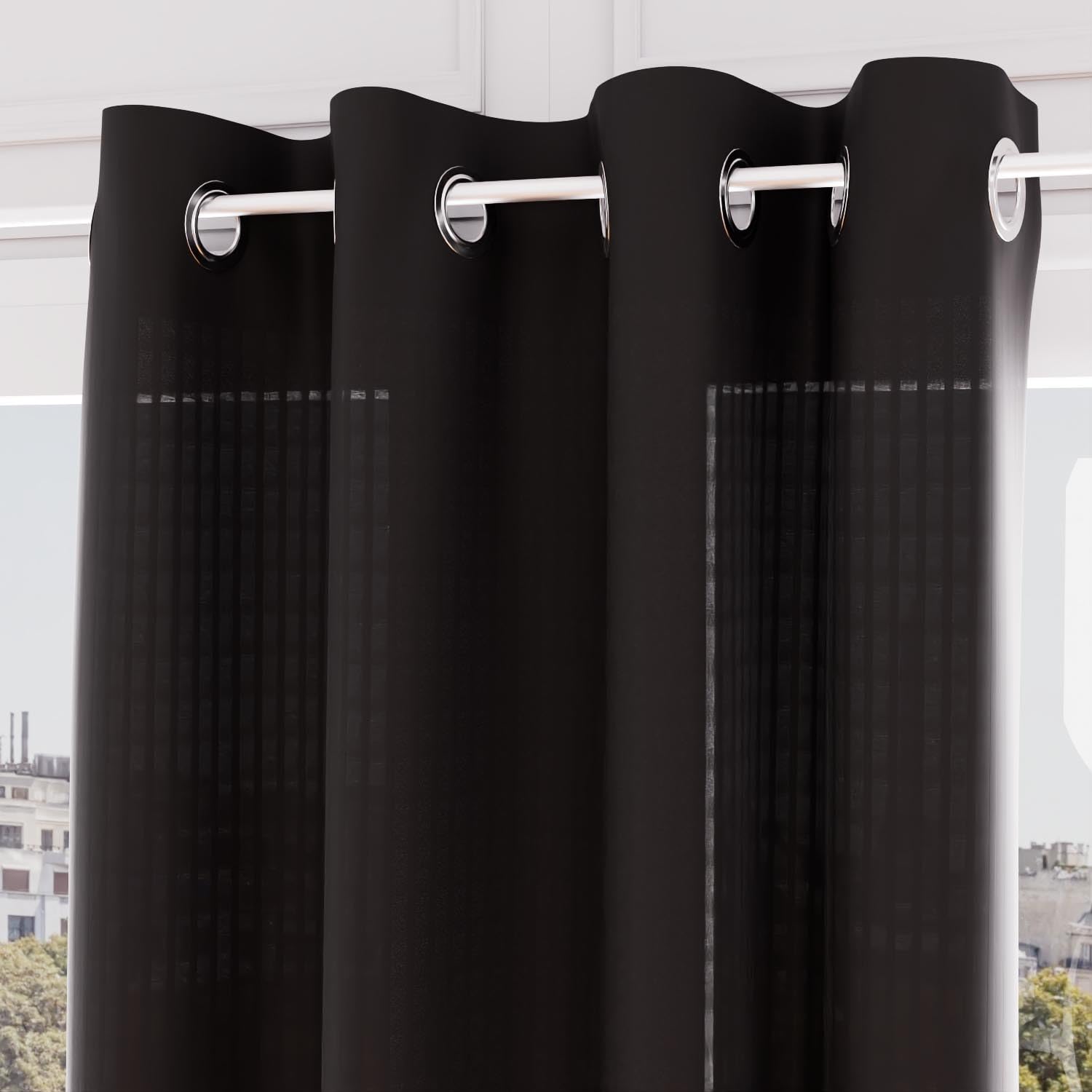 Soleil d'ocre Charcoal Grey Eyelet Curtain 140 x 250 cm
