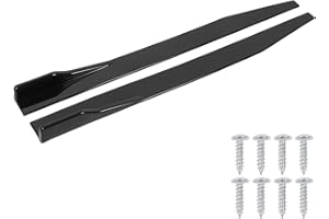 Qiilu 2pcs Universal Left Car Side Skirts Extension 120cm/47.2in Glossy Black Painted Polypropylene