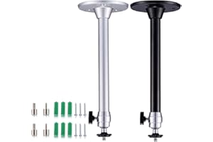 Rngeo 2 Pack Ceiling Projector Mount Set, Adjustable Drop Ceiling Wall Projector Mounts Tubes with 360 Degrees Rotatable Head