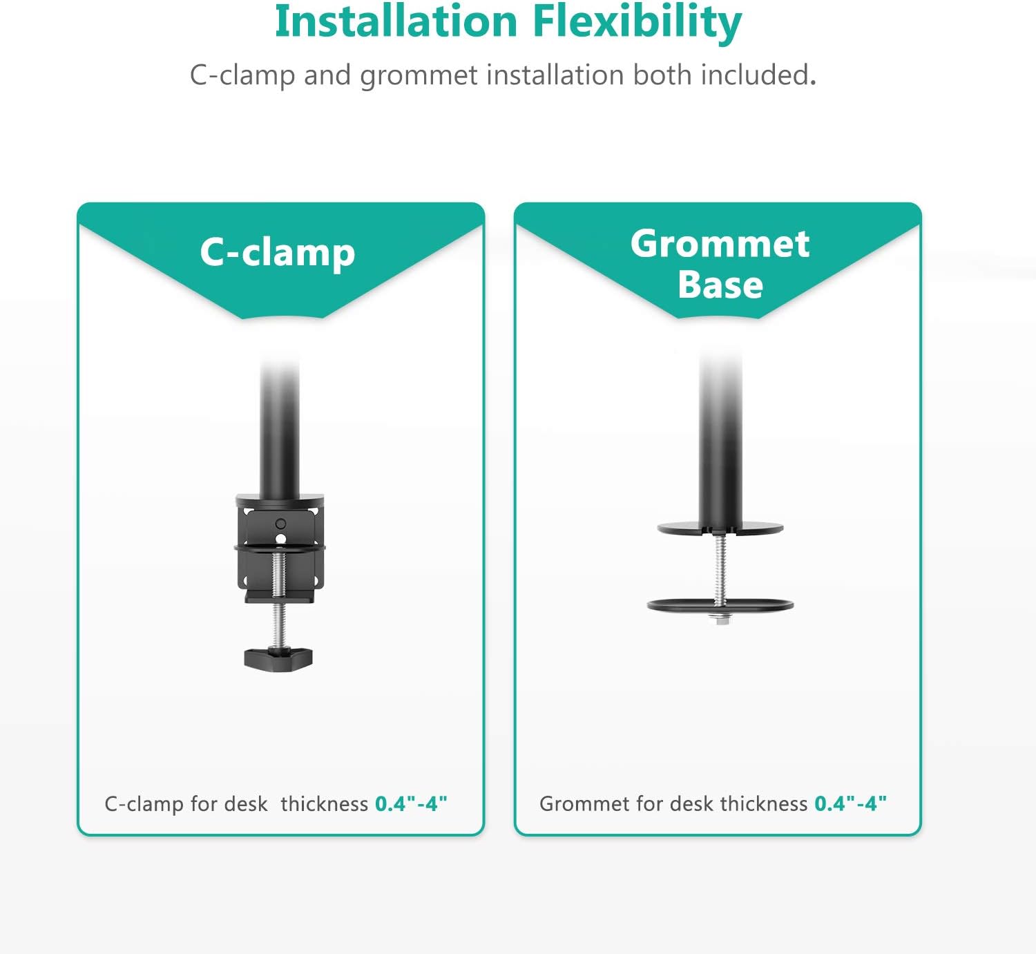 WALI Dual LCD Monitor Fully Adjustable Desk Mount Stand Fits 2 Screens up to 27 inch, 22 lbs. Weight Capacity per Arm (M002), Black : Office Products