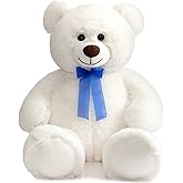 HollyHOME Big Teddy Bear Large Teddy Bear Stuffed Animal Birthday Valentines Day Plush for Kids and Girlfriend 36 inch White
