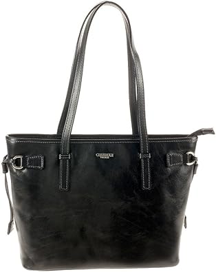 black leather shopper bag