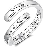 Silver Adjustable Ring Inspirational Jewelry S925 Sterling Wrap Open Ring for Women