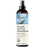 Sky Organics Organic Tea Tree & Witch Hazel for Face, Purifying Facial Toner to Hydrate, Soothe, Cleanse and Balance Blemish-Prone Skin, Helps Minimize The Appearance of Pores, 8 fl oz
