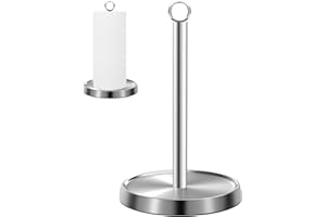 PAROTO Paper Towel Holder Countertop, Silver Stainless Steel Paper Towel Holder for Standard & Jumbo Rolls, Paper Towel Holder Stand with Weighted Anti-Slip Base for Kitchen Bathroom