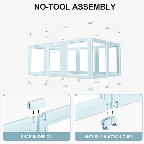 CLEAR ACRYLIC DOG PLAYPEN WITH DOOR – 30 INCH TALL PUPPY PLAYPEN – EASY ASSEMBLE PET FENCE – 8 PANEL INDOOR DOG PLAY PEN FOR PUPPIES/SMALL, MEDIUM (30 INCH HIGH, 8 PANEL)