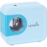 tenwin Portable Electric Pencil Sharpener, Pencil Sharpeners Battery Operated, Tungsten Steel Blade to Fast Sharpen, Kids Pocket Sharpener, Fit to 6-8mm No.2/Colored Pencils, School/Office/Home (Blue)