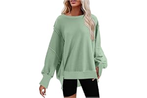 KICILVS Oversized Sweatshirt for Women Crewneck Long Sleeve Tops Casual Slit Slouchy Pullover Fall Clothes 2023 Trendy