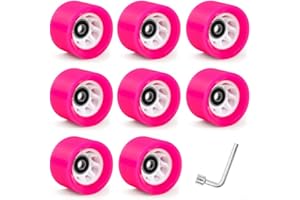 PETSTIBLE 8 Pack Indoor Quad Roller Skate Wheels for Roller Derby Speed Skating, Artistic,Rink & Rhythm Skates, PU Wear-Resistant Wheels Double-Row Roller Skates Accessories