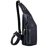 HebetagLeather Sling Bag Crossbody Backpack for Men Women Travel Outdoor Sports