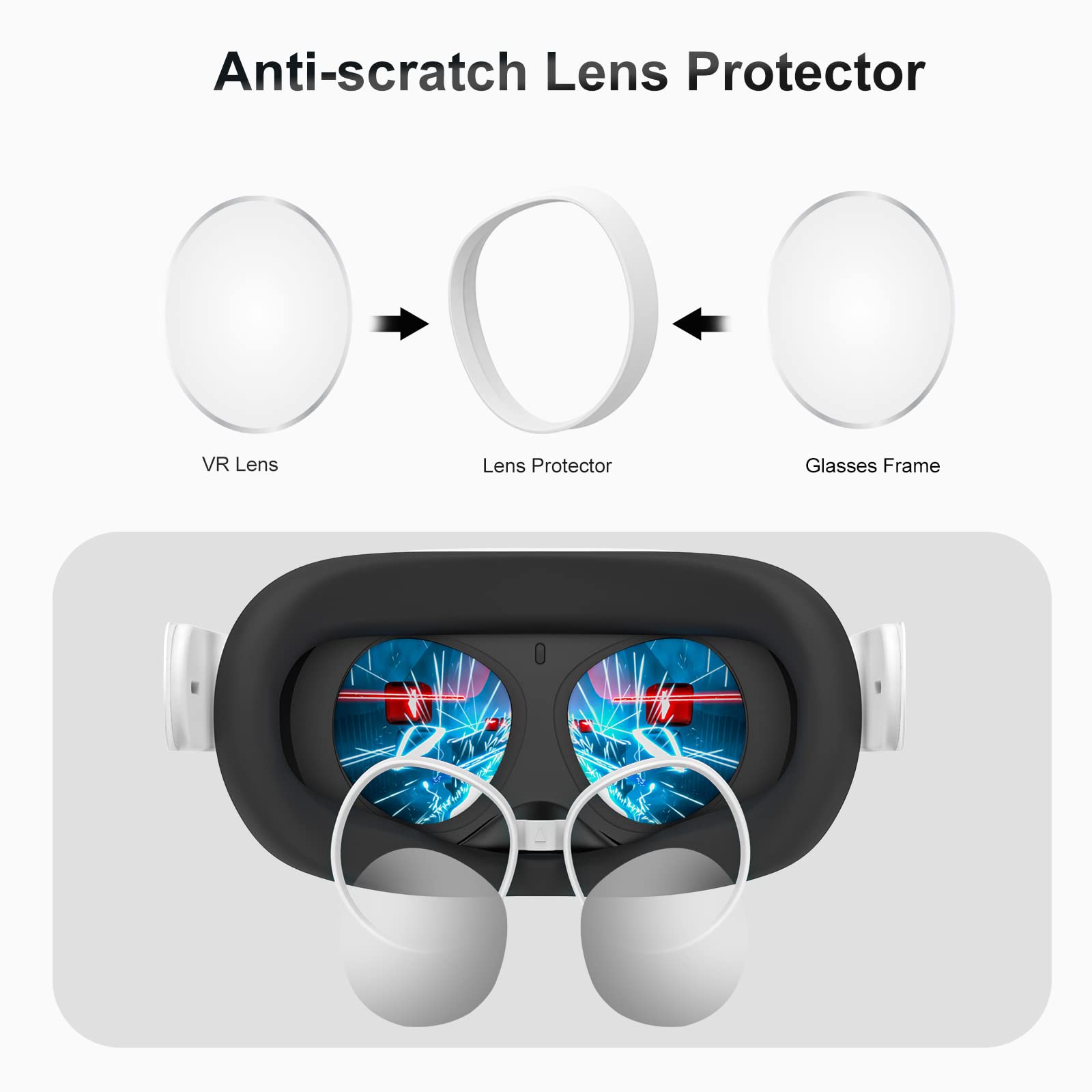 SUPERUS Face Cover Pad & Glasses Spacer Compatible with Oculus/Meta Quest 2 Accessories, Enhanced Comfort, and Prevent Your Glasses from Scratching VR Lenses (White)