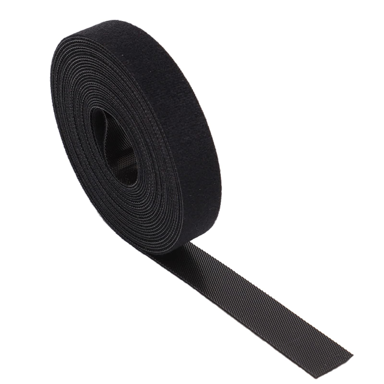5m Fastening Tape Hook and Loop Straps Cable Ties for Cable Management, 1cm Wide, Black