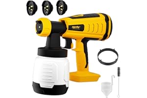 WITLIGHT Cordless Paint Sprayer, Upgraded HVLP Brushless Spray Gun Compatible with Dewalt 20V Max Battery (Tool Only), Easy to Clean, 3 Copper Nozzles, 3 Spray Patterns for Home Interior & Exterior