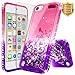 iPod Touch 7 Case, iPod Touch 5/6 Case with Premium HD Screen Protector for Girls, NageBee Glitter Sparkle Liquid Floating Durable Clear Cute Case for iPod Touch 7th/6th/5th Generation -Pink/Purple