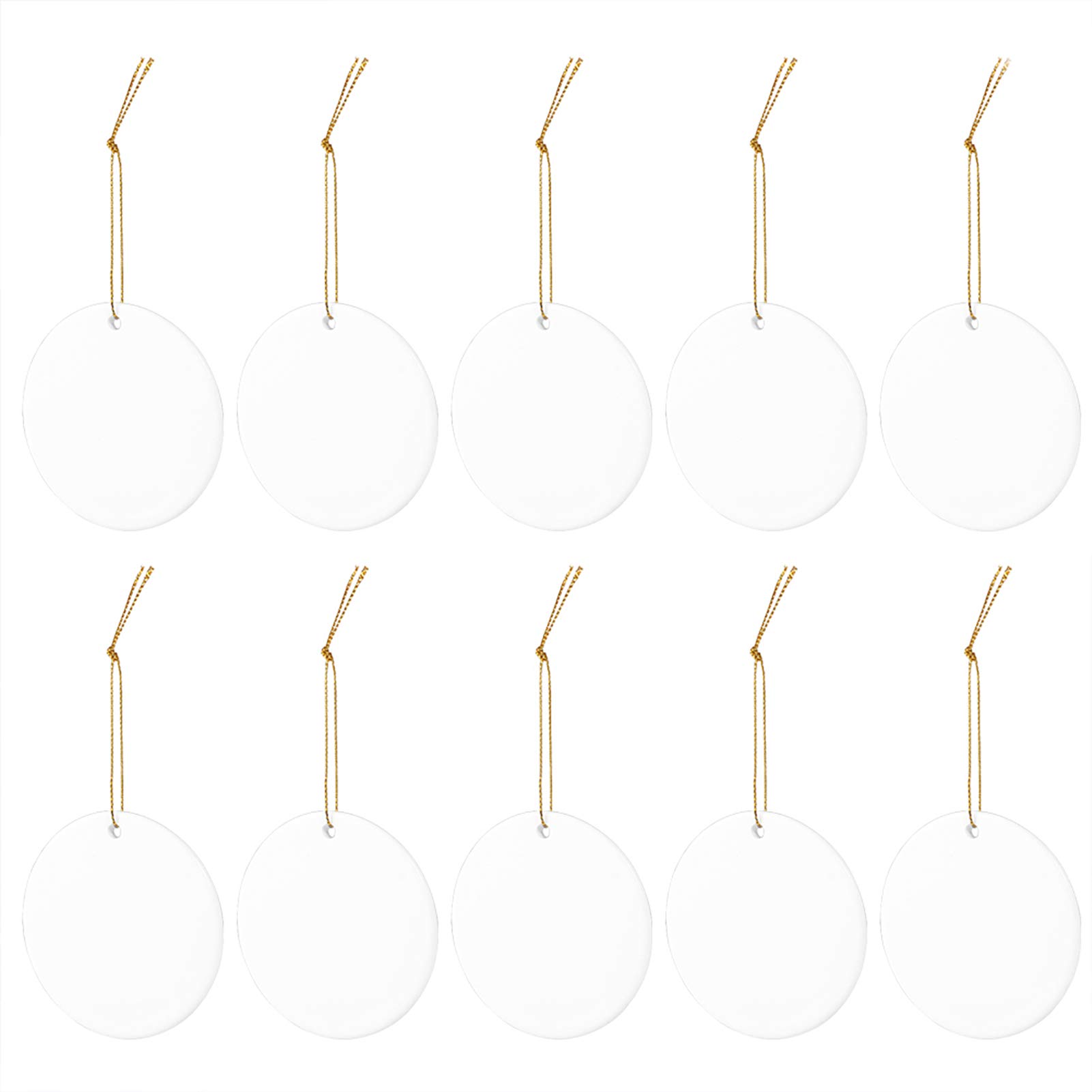 10pcs Sublimation Blanks Ceramic Disc Ornaments, Christmas Tree Decor Round Ornament for Sublimation, Blank Ceramic Ornaments 3"