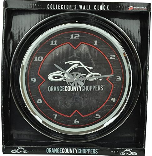 Bioworld Orange County Choppers Glass Motorcycle Wall Clock Collectors Pendulum