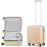 Hanke 16 Inch Underseat Carry On Luggage, Airline-Approved Hard Shell Small Suitcase with Spinner Wheels, Lightweight Tsa Lock Travel Luggage for Short Trips(Cuba Sand)