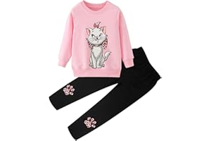 RETSUGO Girls 2 Piece Outfits Toddler Girls Leopard Print T-Shirt and Leggings Set School Outfits Girl Clothes Fall Sets