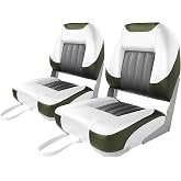XGEAR Fold-Down Boat Seat, High Back Fishing Boat Chair | Marine-Grade Vinyl, High-Density Foam Padding, Aluminum Hinges, Fits Standard 5"x5" Bolt Pattern, Mounting Hardware Included