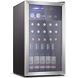 Electactic Wine Cooler 26 Bottle Beverage Refrigerator, Small Mini Wine Cellar Freestanding Wine Refrigerator for Red Wine & 