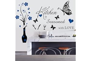 CASADECOR Kitchen Wall Decal Wall Arts Stickers Inspirational Wall Decals Quotes this Kitchen is Seasoned with Love Kitchen Wall Sign Home Decor Vinyl Wall Sticker for Kitchen Dining Room Home Restaurant Wall