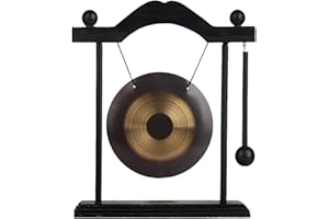 mocrcrel Brass Feng Shui Gong Desktop Zen Art Home Decor Housewarming Blessing Gift, Wind Gongs for Outdoor, with Rammer Tai 