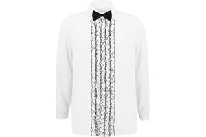 JQAKFIY Harry and Lloyd Dumb Ruffled Tuxedo Shirts Dumber 90s Prom Retro Shirts with BowTie Halloween Cosplay for Men