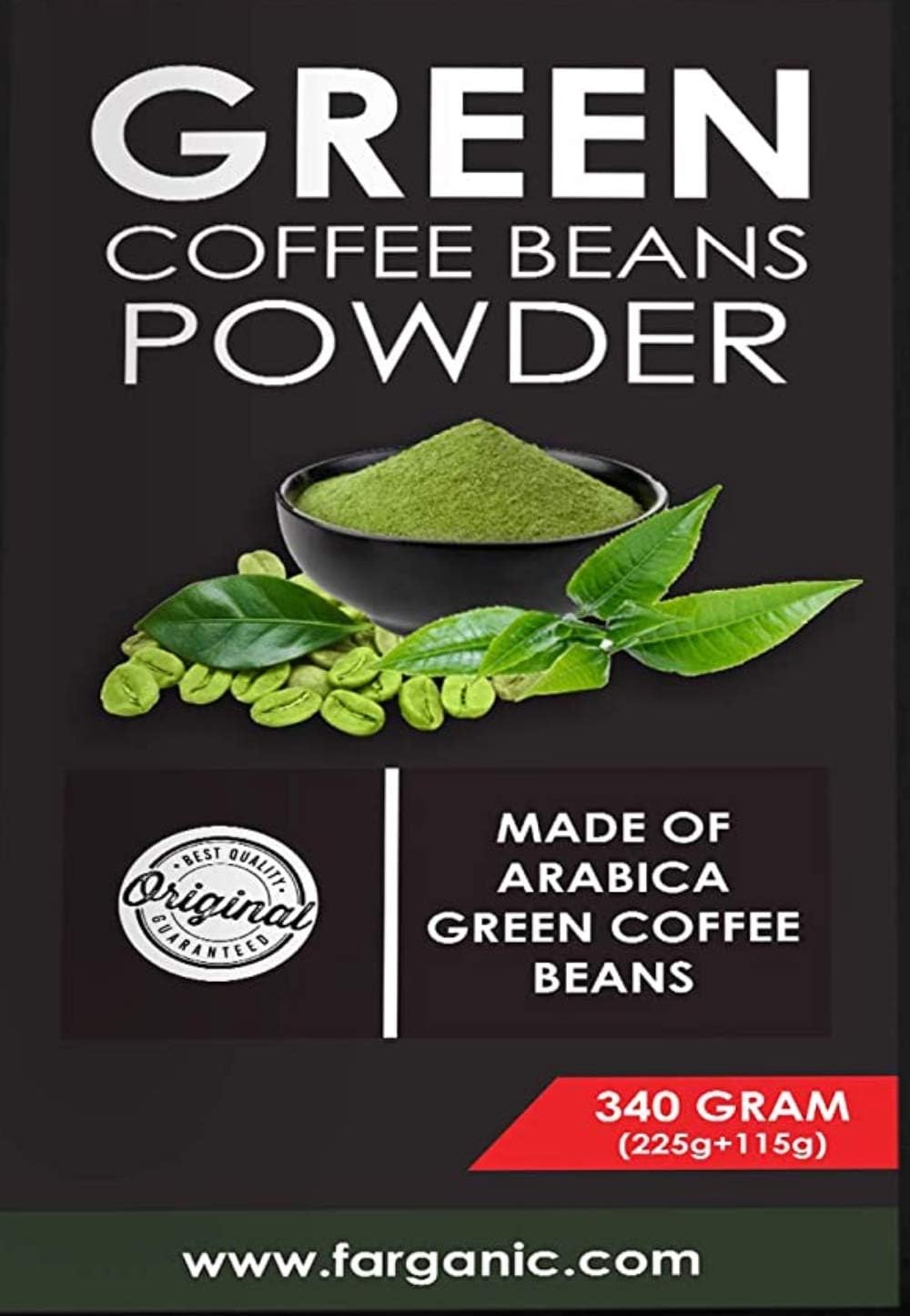 Farganic 100% Certified Organic Premium Arabica Green Coffee Beans Powder Ideal for Health and Personal Care, Diet & Nutrition, Weight Management, Weight Loss, 800 GR