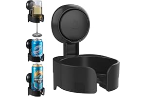 TAILI Suction Cup Wine Glass Holder for Shower, Removable Wall-Mounted Bath Cup Holder for Beer, Wine, Drinks, Enjoy in The Spa, Bathroom, Kitchen, etc. Black
