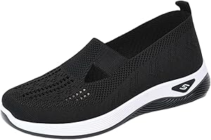 Goferlaa Women's Woven Orthopedic Breathable Soft Shoes Arch Support, Diabetes Foam Shoes Walking Anti-Skid Sports Shoes