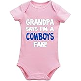 YCICIVDee Grandpa Says I'm A Cowboys Fan Baby Bodysuit Baby Cowboys Fan Clothes