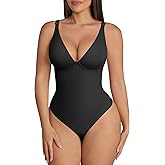 FeelinGirl Shapewear Bodysuits for Women Tummy Control Body Suits Deep V Neck Thong Body Shaper