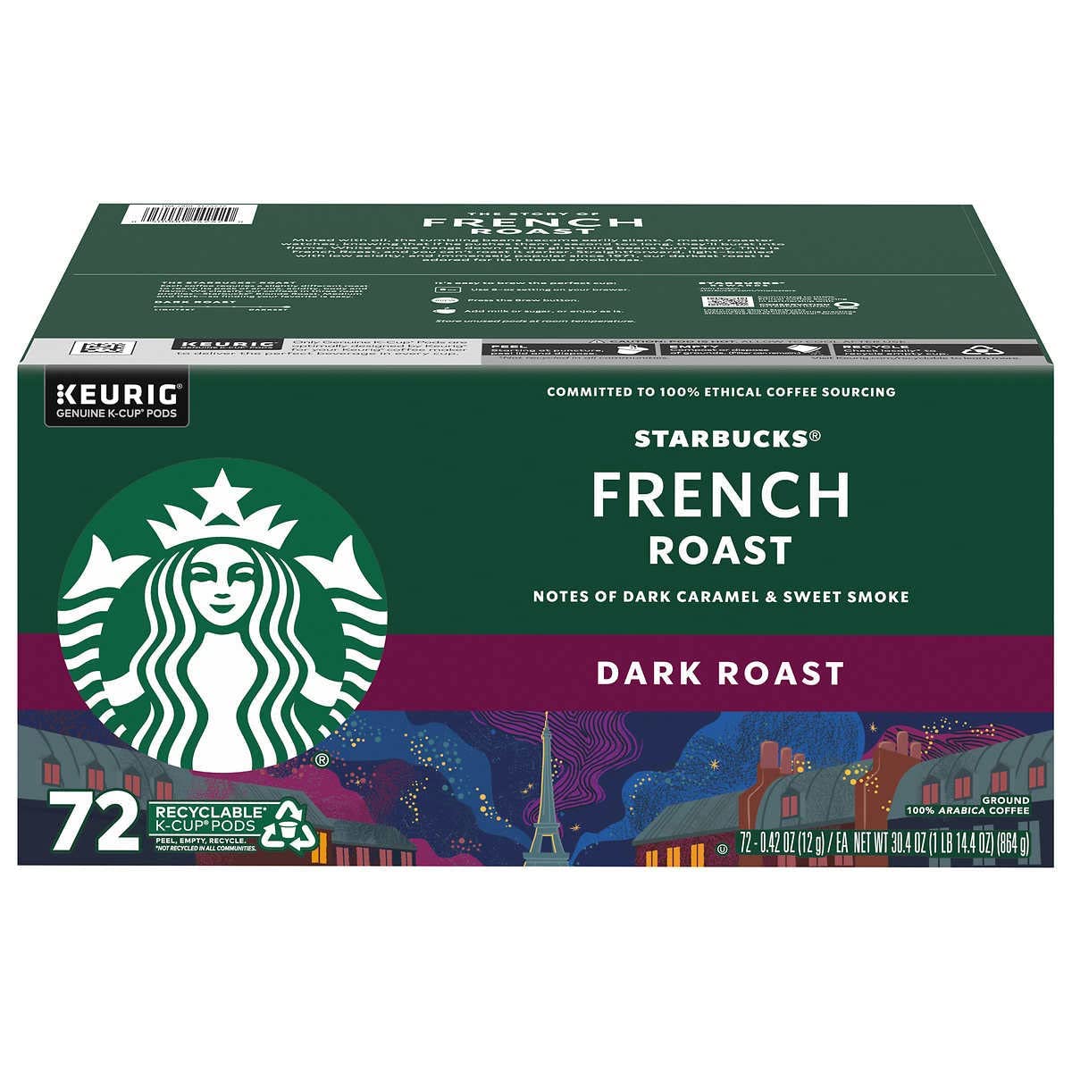 Starbucks French Roast Dark Roast K-Cup Pods, 72 Count