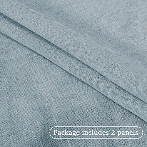 image for Turquoize Linen Sheer Curtains 108 Inch for Bedroom Living Room Natura