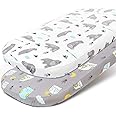 Stretchy Bassinet Sheet Set BROLEX 2 Pack Snug Fitted Cradle Fitted Sheets for Bassinet Pads/Mattress, for Boys Girls,Unisex,Ultra Soft Breathable,Owl Bear