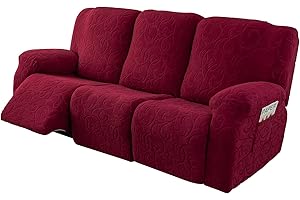 YUEANG 5 Pieces Stretch Sectional Couch Cover for 3 Cushion Sofa Reclining Couch Covers with Pockets 3 Seater Recliner Cover Soft Washable Furniture Protector