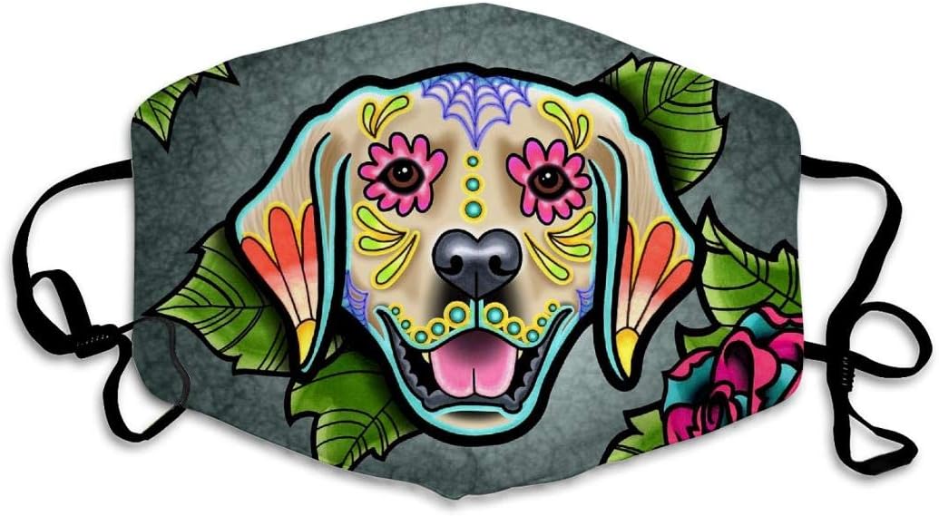 Dog Flowers Leaf Face Mask 3D Printed Anti Pollution Dust Mouth-Muffle with Adjustable Earloop Face Mask for Women Men