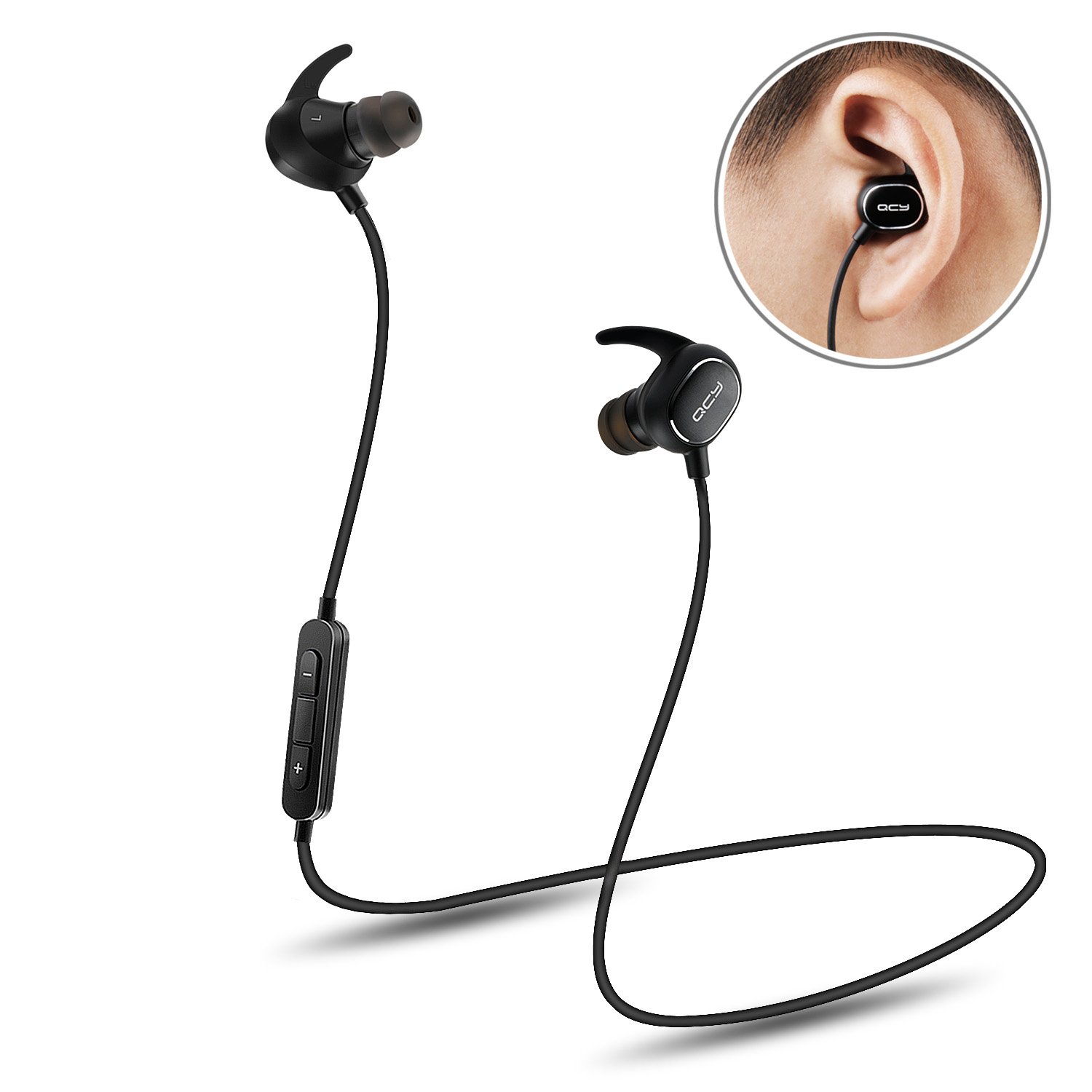 Wireless Headphone,QCY Wireless Extra Bass Sport Headset Ultra Lightweight Bluetooth 4.1 CVC 6.0 Noise Cancelling IPX4 Sweatproof