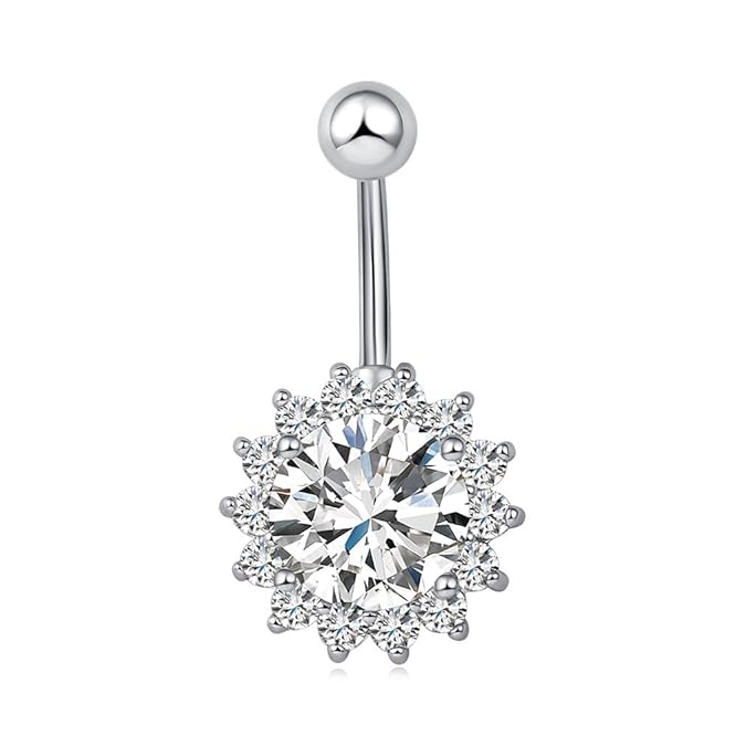 vcmart Chirurgenstahl Sonnenblume Bauchnabelpiercing Weiß&Rosa&Rot