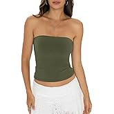 EasyGala Womens Cotton Tube Tops Sexy Fitted Strapless Shirts Basic Going Out Backless Bandeau Tops Cute Trendy Clothes