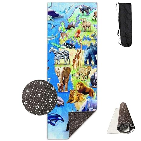 Vercxy - Esterilla de Yoga con diseño de Mapa de Animales ...