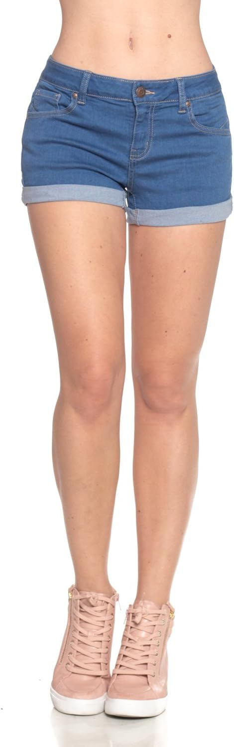 Calilogo Women's Fashion Denim Jean Stretchy Shorts (Small, Med 1)