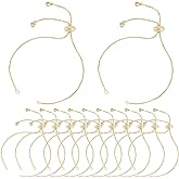 SUNNYCLUE 1 Box 12Pcs Real 18K Gold Plated Brass Chain Bracelet Adjustable Slider Bracelets Metal Bead Extender Box Chains with Cubic Zirconia Charm End for Jewelry Making DIY Craft Women Supplies