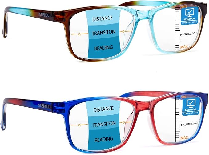 thumbnail image 2 of Progressive 3-Tier Bifocal Reading Glasses – No Line, Metal Frame, Spring Hinges (Men/Women/Unisex) 2 of 2