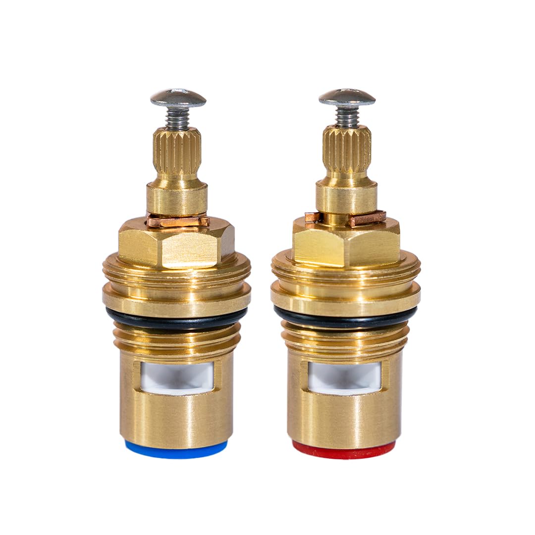 2pcs Replacement Ceramic Tap Cartridges 1/4 Turn Brass Valve Parts for Kitchen Bathroom and Shower Faucets