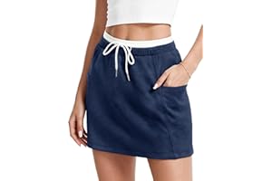 HERBATOMIA Women's Athletic Skirt High Waisted A Line Casual Golf Tennis Drawstring Skorts for Women with Pockets