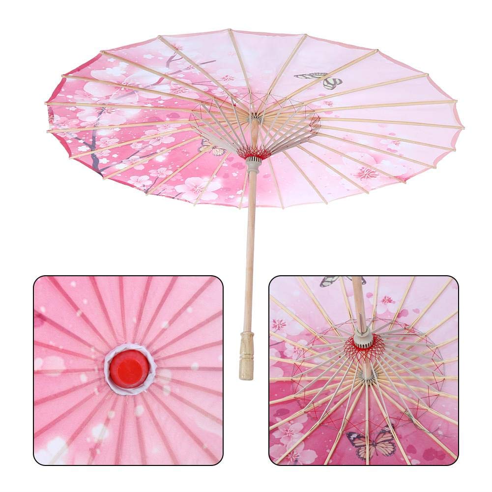 Traditional Chinese Parasol Made of Hard-wearing Cloth, Umbrella Diameter 82cm, Wooden Handle 55cm, Wonderful Costume Dance Photography Art Supplies Party(Pink)