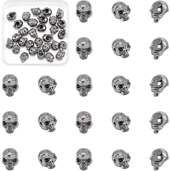 10 Cuentas De Calavera De Acero Quirúrgico 316 - 65mm Agujero Grande Para Pulseras DIY Y Joyería