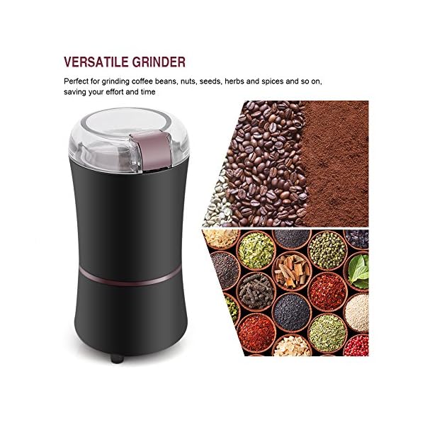 Elektrische Kaffeemühle, 400W Schleifmaschine Getreide Mühle mit Edelstahl Blatt für Kaffeebohnen, Nüssen, Samen… – Bild 5