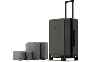 LEVEL8 Elegance Carry-on Suitcase, 20 Inch Carry on Luggage, Hardside Large Suitcases with Wheels, Tavel Bag with Tsa Lock, Olive Green